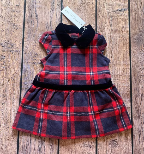 Baby Girl 3-6 Months Janie and Jack Red & Black Plaid Short Sleeve Holiday Dress