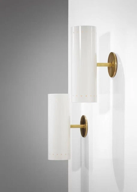 Pair of Italian Brass Mid Century Design Wall Sconce handcrafted by Gracious