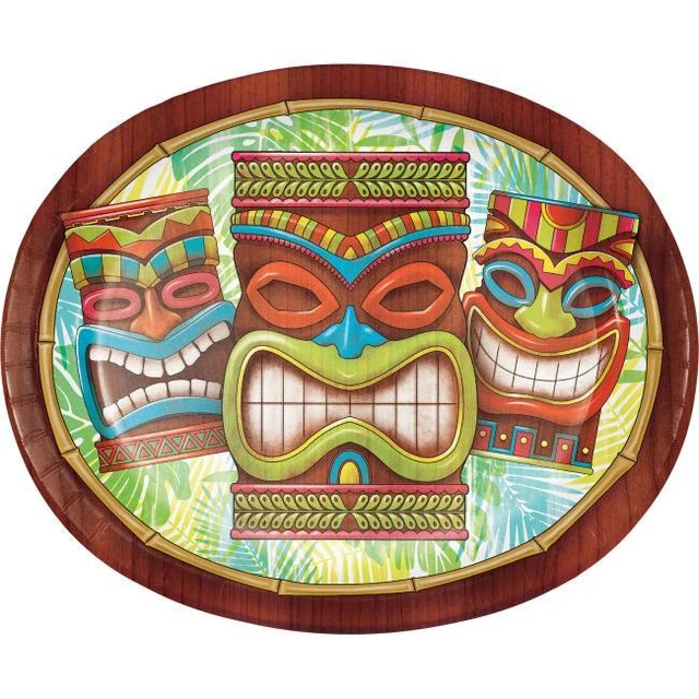 Tiki Time 12 Inch Oval Paper Plates Tablware Luau Hawaiian Party Supplies