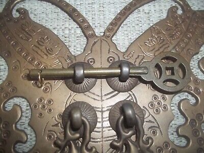 Chinese BUTTERFLY Brass Cabinet Face Plate Hardware 6.5 x 10.5" Handmade 3