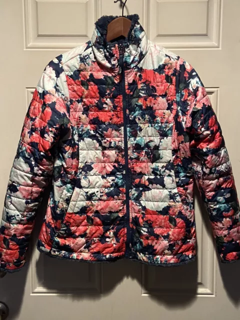 The North Face Mossbud Navy Floral Reversible Jacket Girls Size XL 18