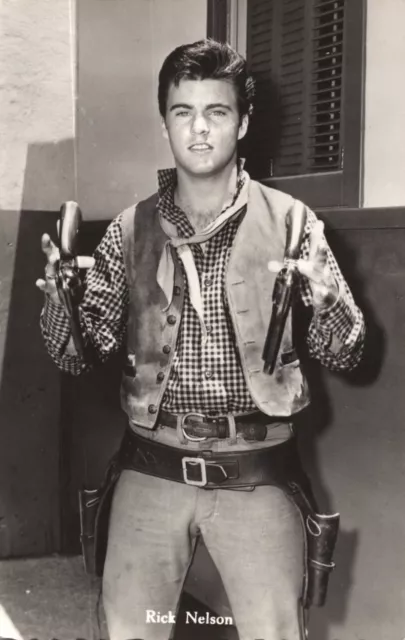 Ricky Nelson Singer Spins Six Shooter Guns Movie Rio Bravo Vintage RPPC Postcard