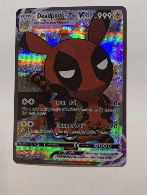 deadpool pokemon card 2024 EN Deadpool Pikachu Vcos Pokemon Pikachu Cosplay RAW  TCG Titans