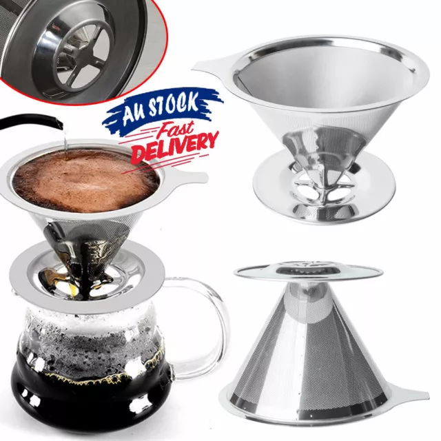 Reusable Coffee Stainless Steel Pour Over Mesh Tea Dripper Cup Filter Holder