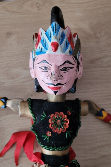 Grande Marionnette Indonésienne En Bois – Hauteur 45 Cm – Originale Années 1950-60