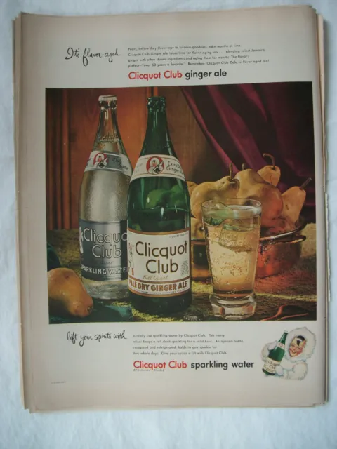 1948 VTG Original Magazine Ad Clicquot Club Soda Lift Your Spirits Ginger Ale