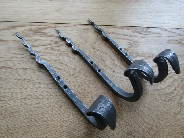 PACK OF 3 PYTHON hand forged blacksmith rustic iron hanging hook peg hanger