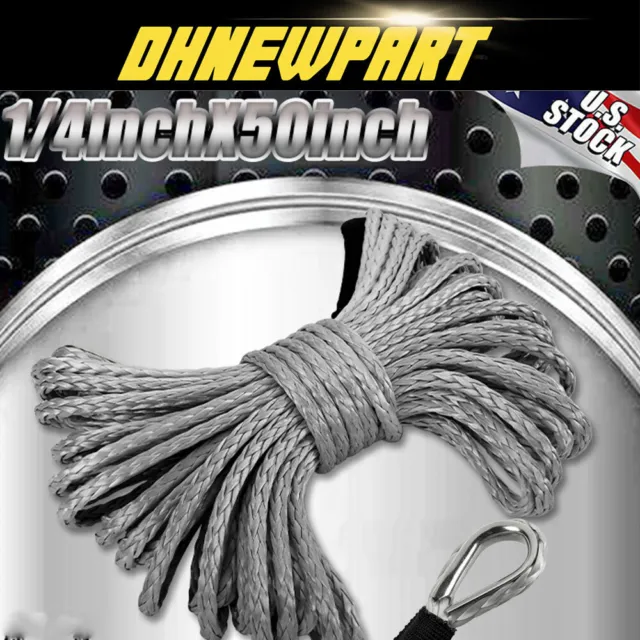 1/4"x50' 10000LBS Synthetic Winch Rope Line Recovery Cable 4WD ATV UTV w/ Sheath