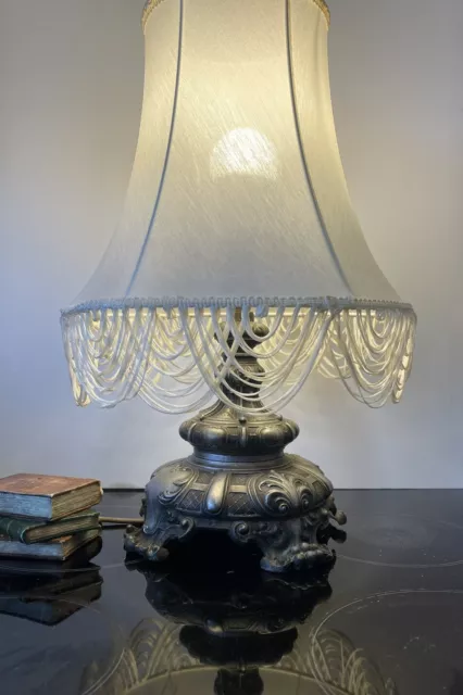 Antique silver plated on brass Baroque Rococo Table Lamp