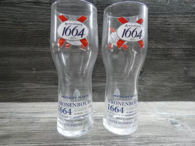 2 x New Kronenbourg 1664 Pint Glasses , pint glass, home bar, pub