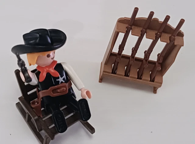 PLAYMOBIL 3813 : Shérif Marshall Avec Rocking Chair, Fusil Et Colts - Set Complet Western