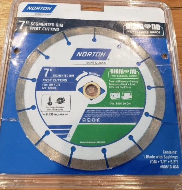 Norton 7" Segmented Rim Fast Cutting Blade Diamond Professional Grade