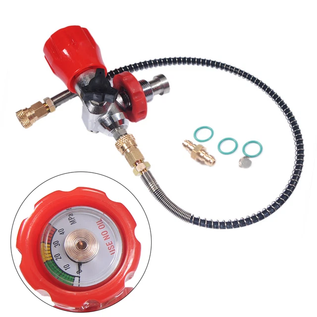 PAINTBALL CO2 TANK Compressed Air DIN Valve Gauge & Fill Station 300bar