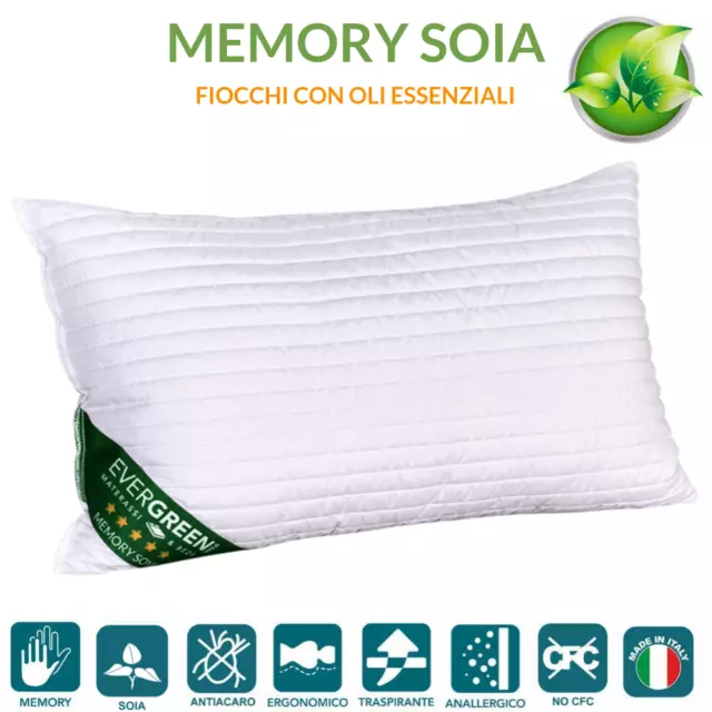 Cuscini Letto In Memory Foam E Soia Morbidi Effetto Piuma D'oca Anallergico