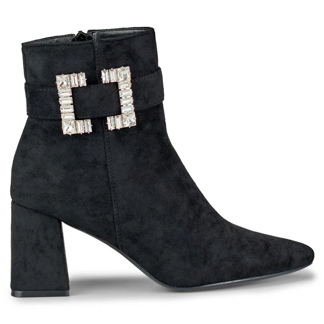 Bottines noires pour femme avec boucle décorative le noir