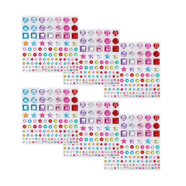 6 Sheets Acrylic Rhinestone Stickers Color DIY Crystal Diamond Stickers