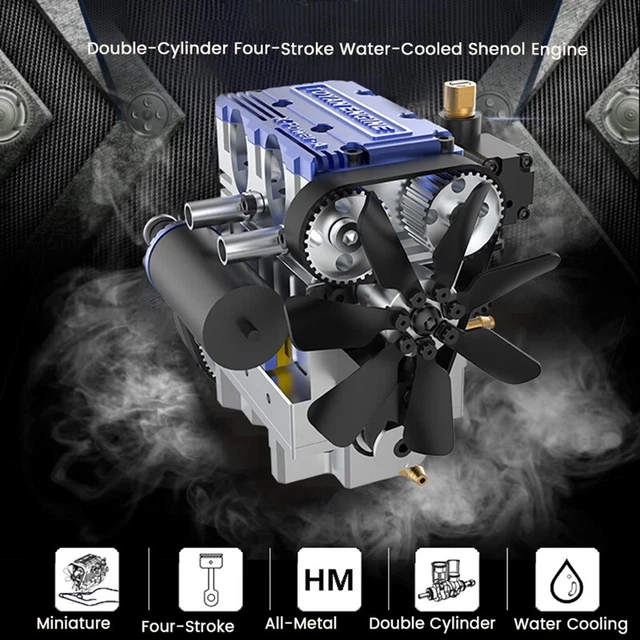 BuildCubes Kit Moteur Diesel Horizontal 16cc – 4 Temps Refroidi Par Eau – Maquette Fonctionnelle RTR