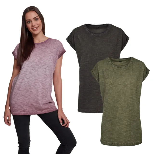 Build your Brand Femmes Spray Dye Extended Épaule T-Shirt Top Loisirs