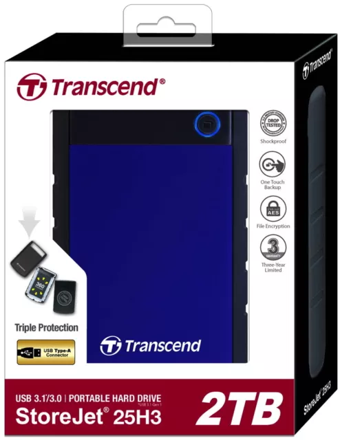 Transcend HDD externe Festplatte StoreJet 25H3 2,5 Zoll 2TB USB 3.1 navy blue