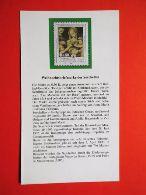 BM. Briefmarken Weihnachtsausgabe Ersttagsblatt Seychellen 1991 Mi. Nr. SC 752**