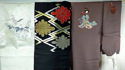 Vintage Japanese kimono Nagoya silk Obi Set of 3 for women from Japan obi5103