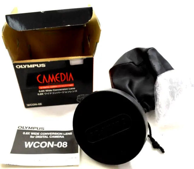 Lente de conversión ancha Olympus Camedia 0,8x WCON-08 para cámaras digitales en caja