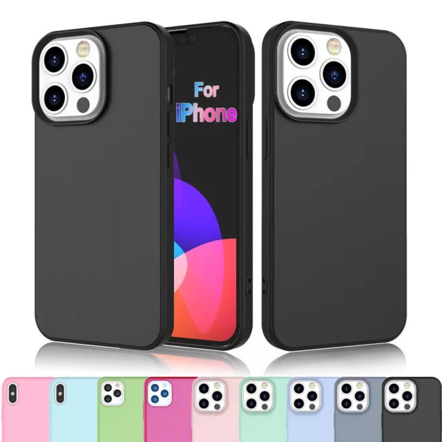 For iPhone 15 14 13 12 11 Pro Max XR XS 8 7 6s Plus Liquid Silicone Case Cover