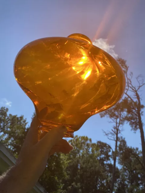 Vintage Hollywood Regency Mid Century Modern Orange Amber Optic Swag Light Globe