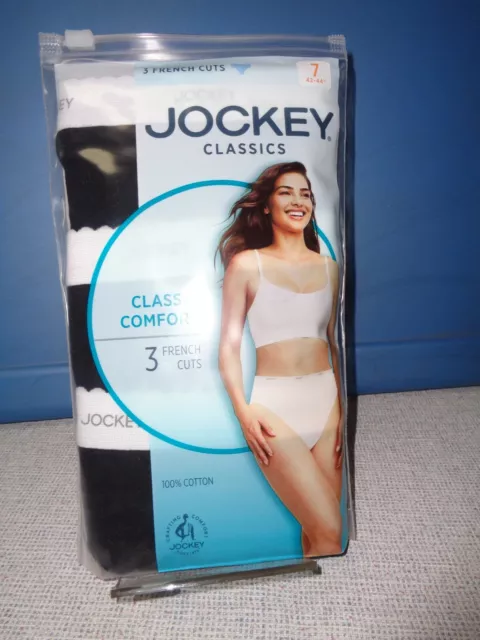 WOMEN'S SIZE 9 Jockey Classic French Hi-Cut Black 3-Pack Underwear