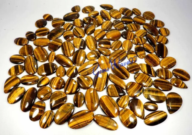 Naturel Jaune Tigre Eye Complet Flash Cabochon Gemme 1 Pour 106 PC Vente en Lot