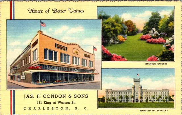 Charleston, South Carolina - Condon & Sons Store - Vintage Linen Postcard