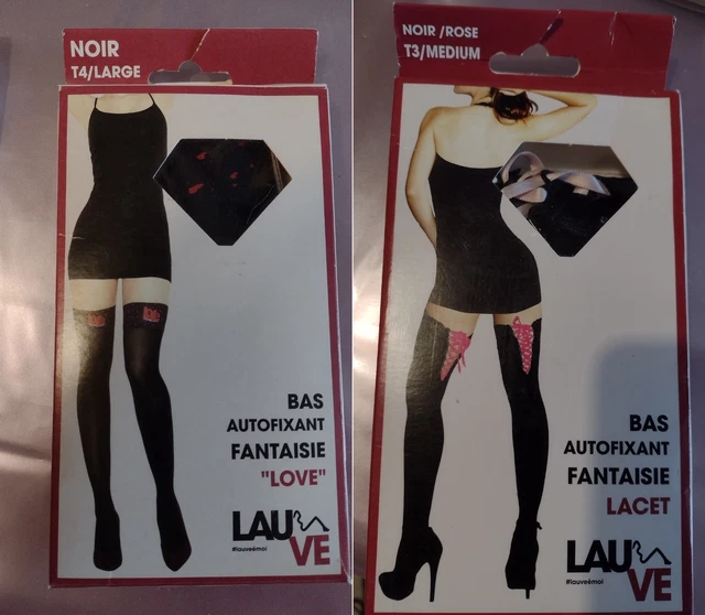 Lot 2 Paires de Bas Autofixant Noirs Lot 2 Pairs of Black Stockings