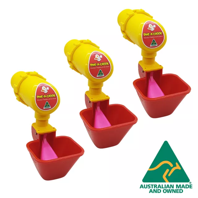 Dine a Chook Lubing Cup Chicken Drinker / Waterer for Poultry / Feeder - 3 Pack