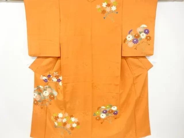 6538283: Japanese Kimono / Vintage Homongi / Flower Folding Fan Pattern