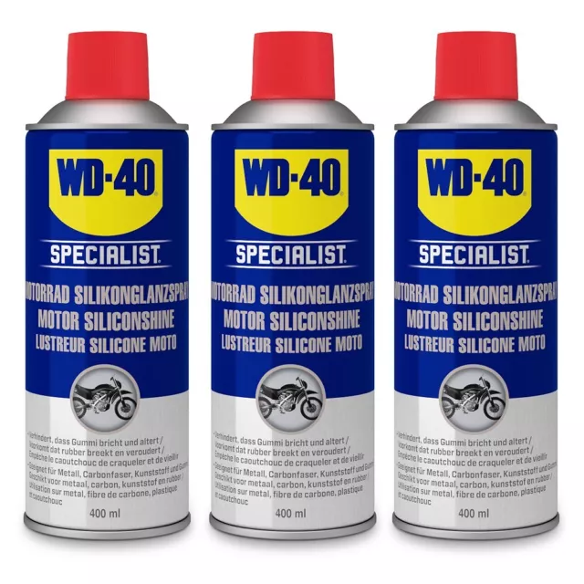 WD-40 SPECIALIST 3x 400 ml MOTORRAD SILIKONGLANZSPRAY MOTORBIKE SILICONE SHINE 2