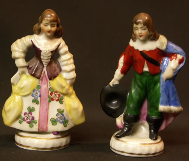 AA 18ème Paire de personnages galants Figurines précieuses Porcelaine Allemande