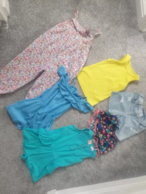 Girls Summer Bundle Zara Next Age 3-4 Jumpsuit Denim Shorts playsuit vest top C