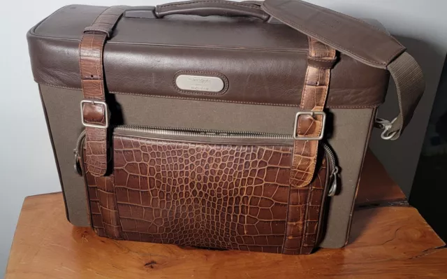 Alexander McQueen x Samsonite Travel Bag Carry-on with Croc Embossed Brown