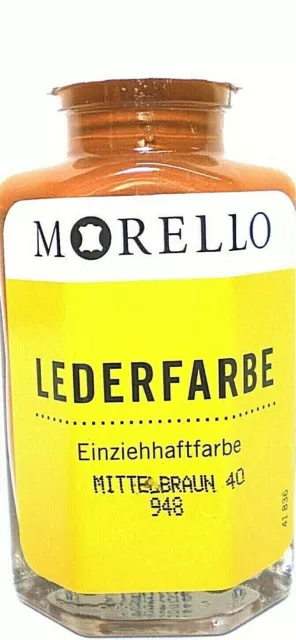 (28,68€/100ml) Lederfarbe Morello Einziehhaftfarbe zum färben MITTELBRAUN 40 ml