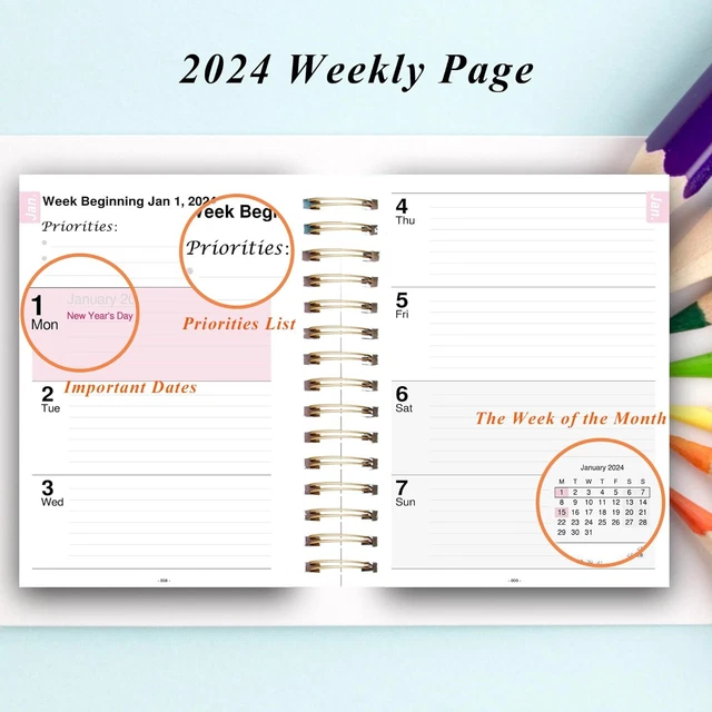 PLANNER 20242025 DAILY Weekly and Monthly 2024 Old Version, AXmas £