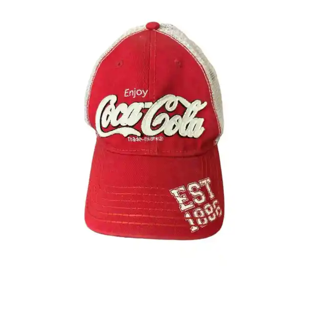 Coca-Cola "EST 1886" Snapback Mesh Trucker Hat / Cap Red - Soda