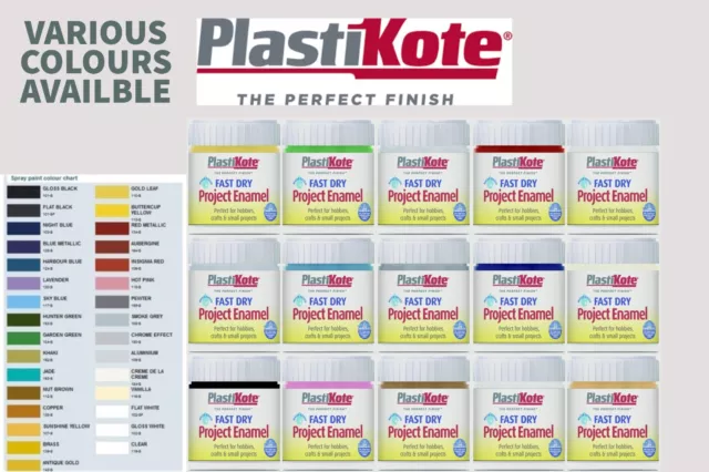 Plasti-Kote Fast Dry Enamel Brush On Paint 59Ml Jar Hobby Craft Project Diy