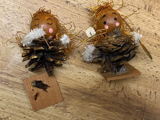 Vintage Pinecone Pipe Cleaner dancers Music Christmas Ornament 2 3/4"