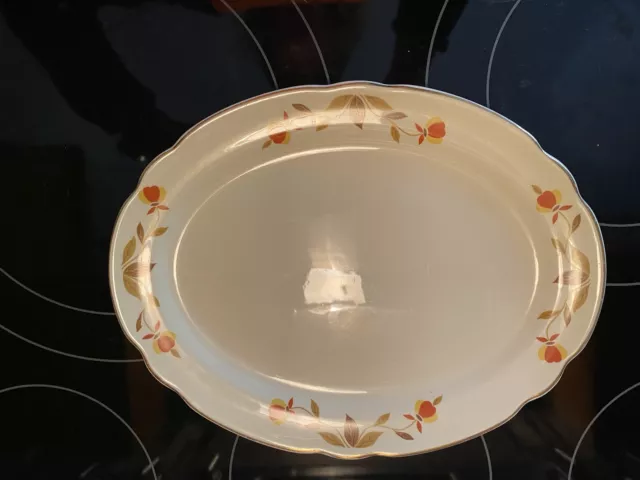 Halls Superior Quality Kitchenware 11 in Oval Platter Jewel Tea Autumn Leaf