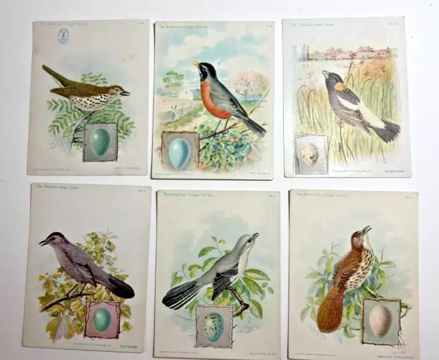 6 American Song Birds Trade Cards by The Singer Sewing Machine Co.