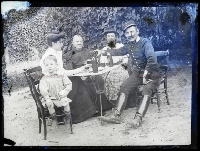 FRANCE Life Family Table C1900 NEGATIVE Photo Glass Plate VR23L19n9