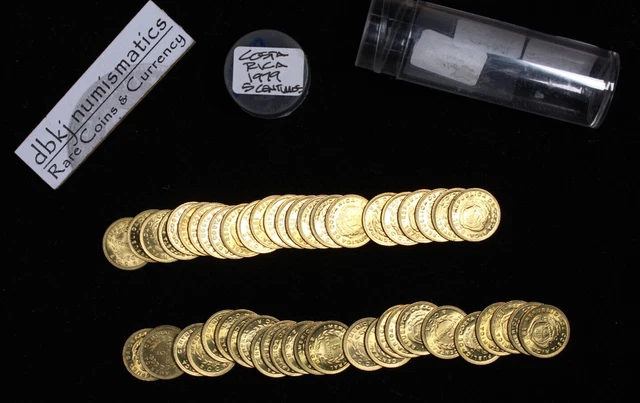 Tube of 50 BU 1979 Republic of Costa Rica 5 Centimos - KM 184.3a
