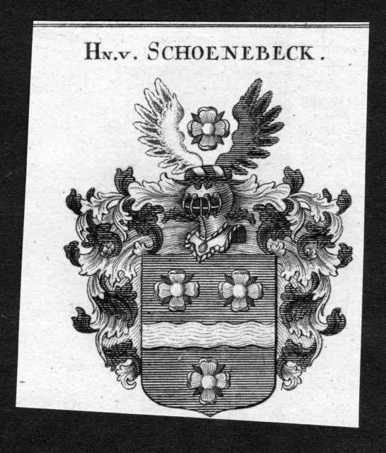 1820 - Schoenebeck Escudo Nobleza Abrigo De Arms Heraldry Heráldica Grabado