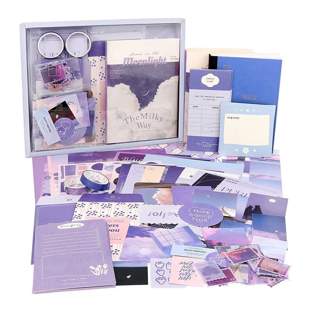 Kit de álbum de recortes estético (348 unidades), kit de diario basura con diario/ScraI2E3