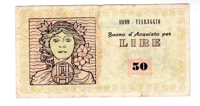 Italie ITALY ITALIA BUONO d'ACQUISTO 50 LIRE 1978ASCOM VIAREGGIO COMMERCIANTI